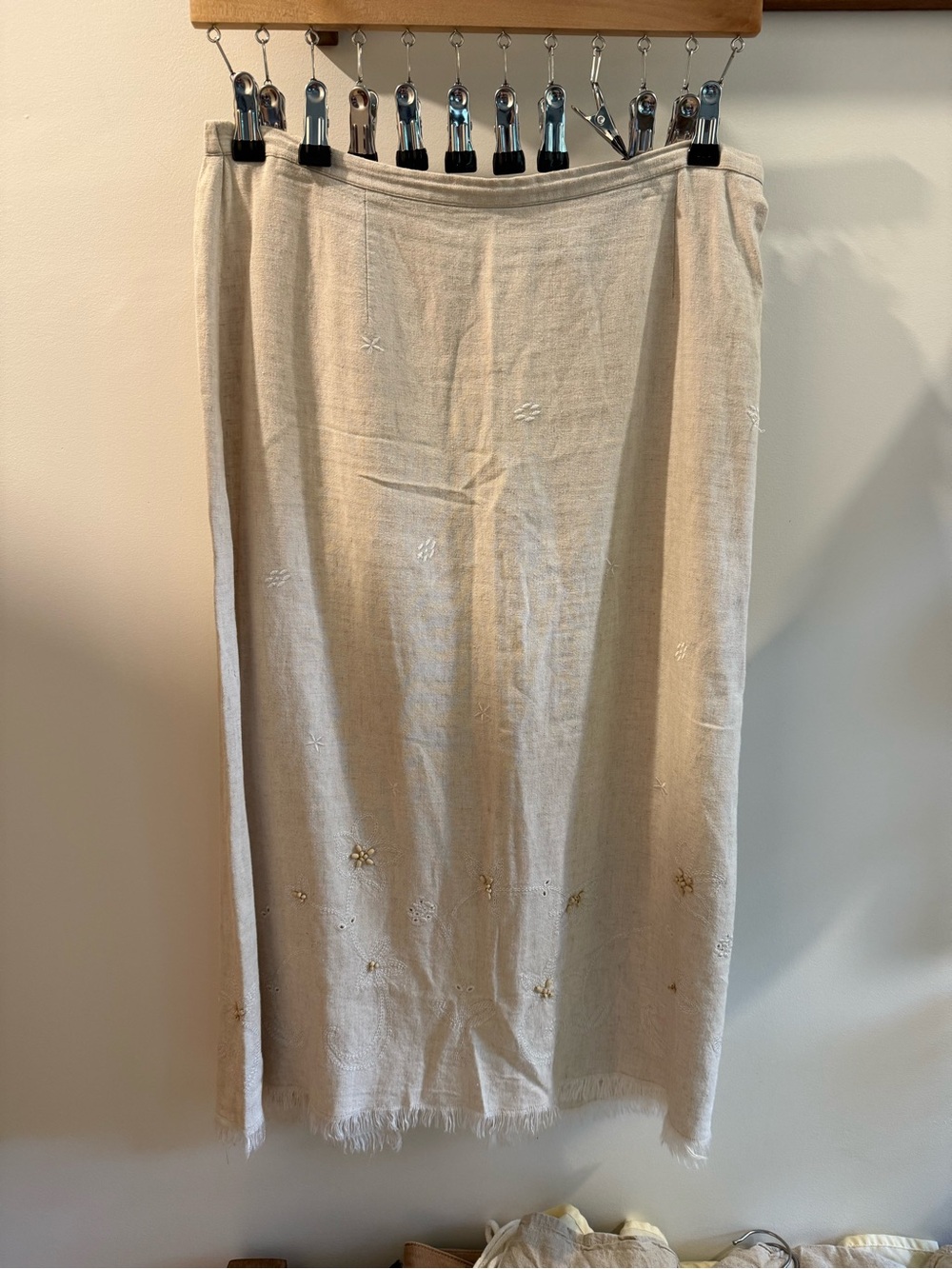 Requirements Beige Embroidered Maxi Skirt